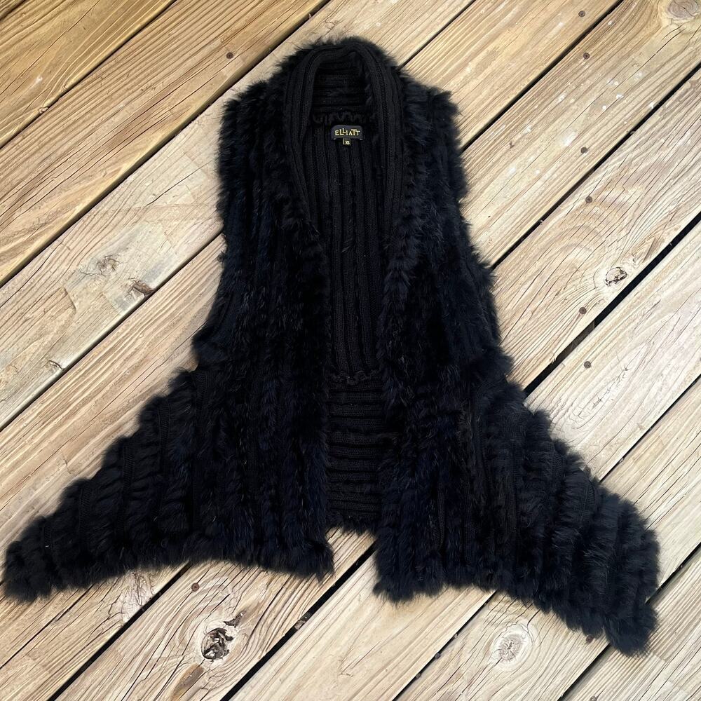 Elliatt Women's Black Rabbit Fur Sweater Vest Size XS